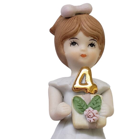 2 For $5 Sale Vintage Enesco Growing Up Birthday Girls Brunette Age 4 1982 - Picture 3 of 7